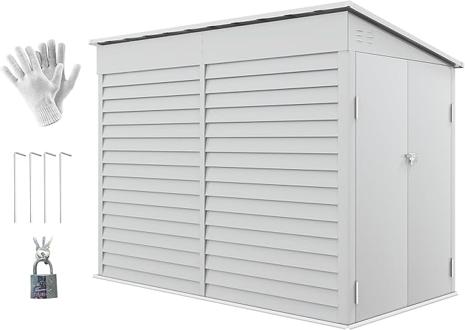 Outsunny 4.6' x 9' Steel Outdoor Storage Shed, Lean to Shed, Metal Tool House - Image 9