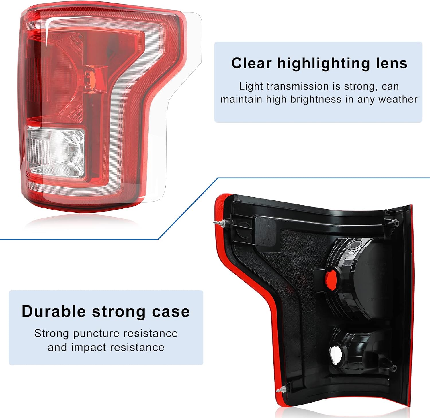 Tail Light Fit For 2015 2016 2017 Ford F150 F-150 Rear Brake Lamp without Bulbs (Right Passenger Side)