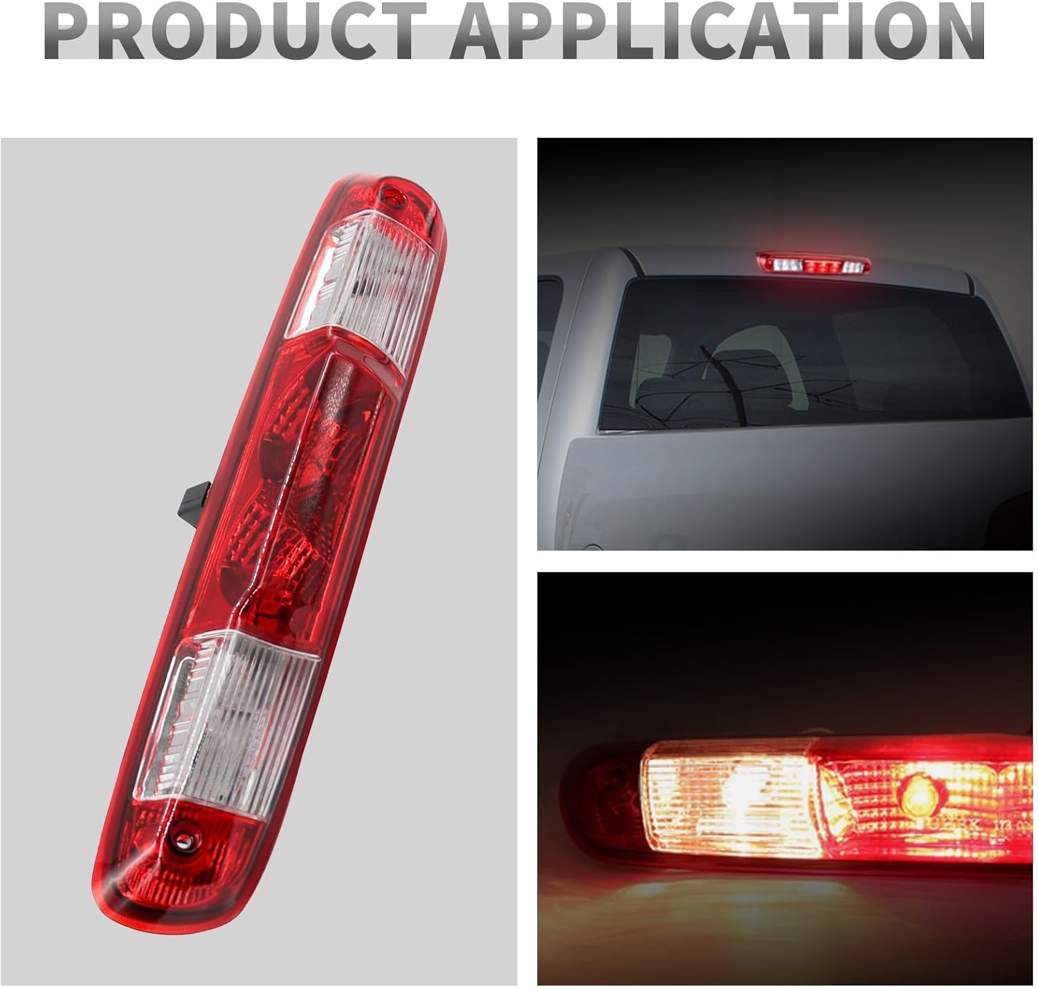 High Mount Stop Third Brake Light Cargo Lamp 25890530 Compatible with 2007-2013 Silverado Sierra 1500 2500HD 3500HD (Red 3 Pin)