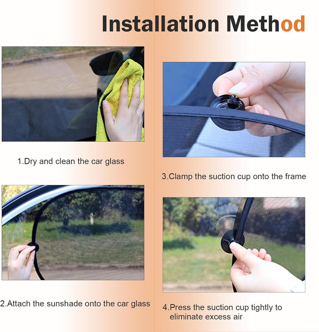 2 PCS Car Window Shades for Side Windows, 25.6 x 15In Mesh Car Sun Shade Baby, One-way Vision Automotive Privacy Curtains, Universal Vehicles Light-blocking Accessories (Black)