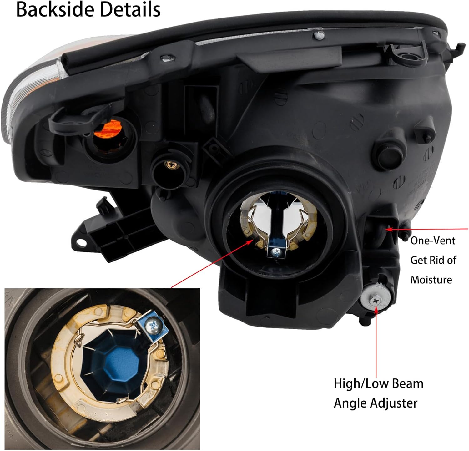 OE Style Headlights Assembly Set For 2004 2005 Toyota RAV4 Base L Sport SUV Replacement Halogen Bumper Headlamps Driver and Passenger Side Chrome Housing Clear Lens TO2518103 TO2519103(LH&RH)