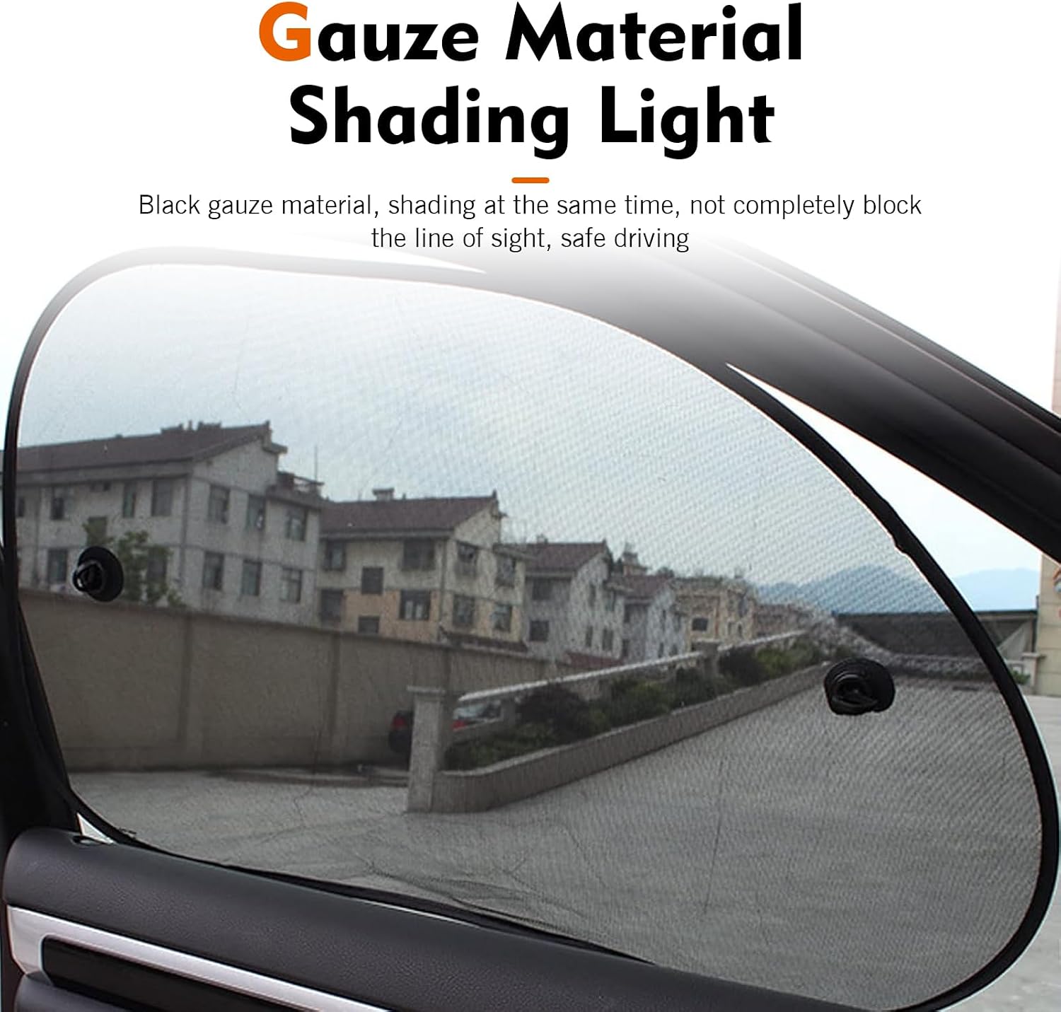 2 PCS Car Side Window Sun Shade, High Density Net Window Sunshade with 4 Suction Cups, Daily Use Reduces Glare Car Window Sun Screen, Universal for Most Cars (Black)