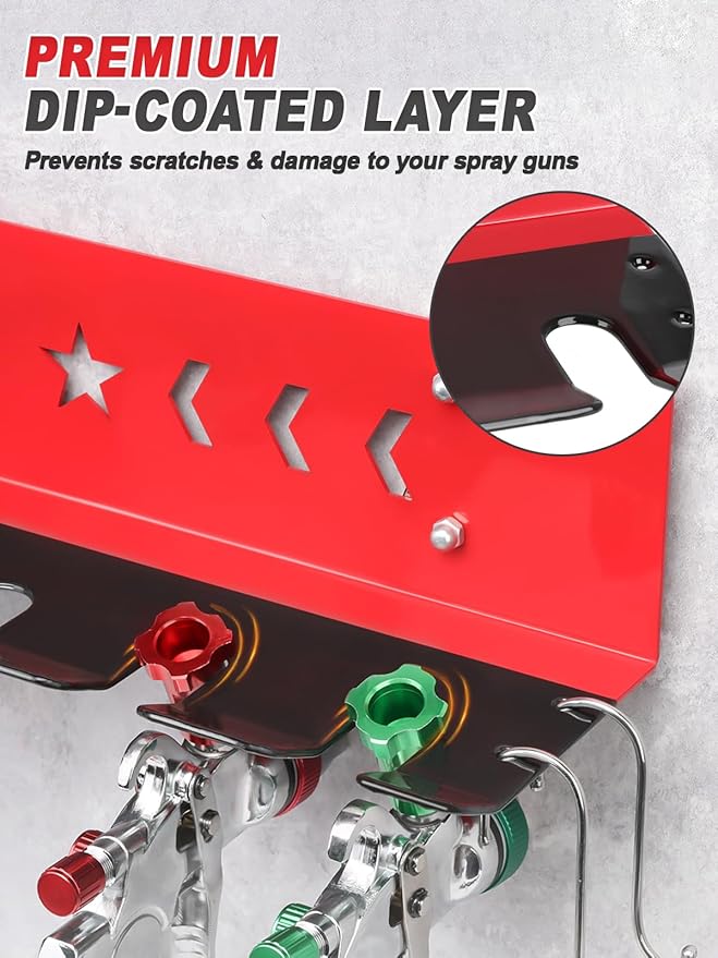 Paint Spray Gun Rack for Magnetic or Wall Mount, Holds 7 Gravity Feed Guns or 4 - Image 8