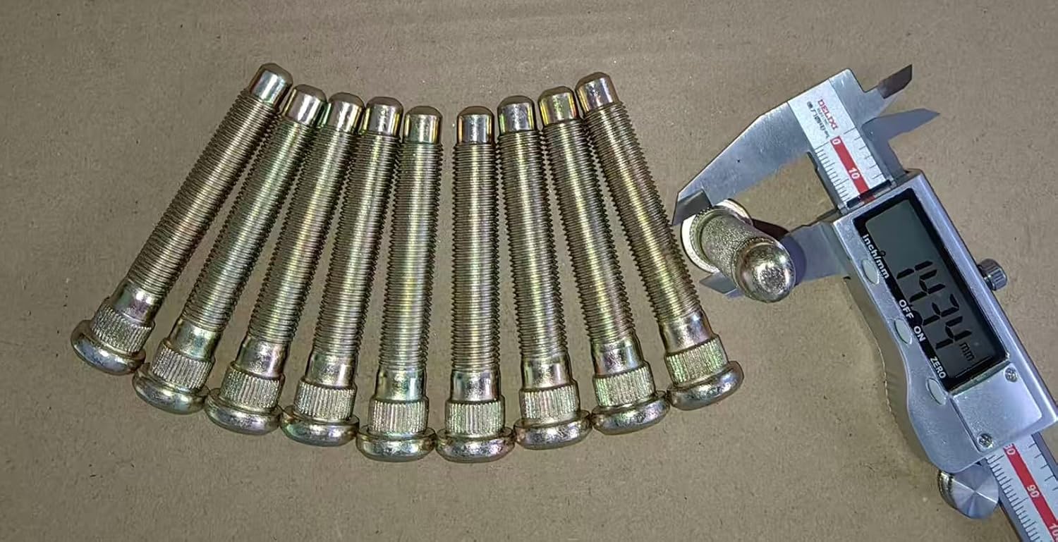 10 PCS 1.3" Extended Longer Than Stock Serrated Wheel Studs M12-1.25 3 in. Length, 14.35mm Knurl Replacement for Infiniti G35 G37 Nissan GT-R 350z 370z 240SX R35
