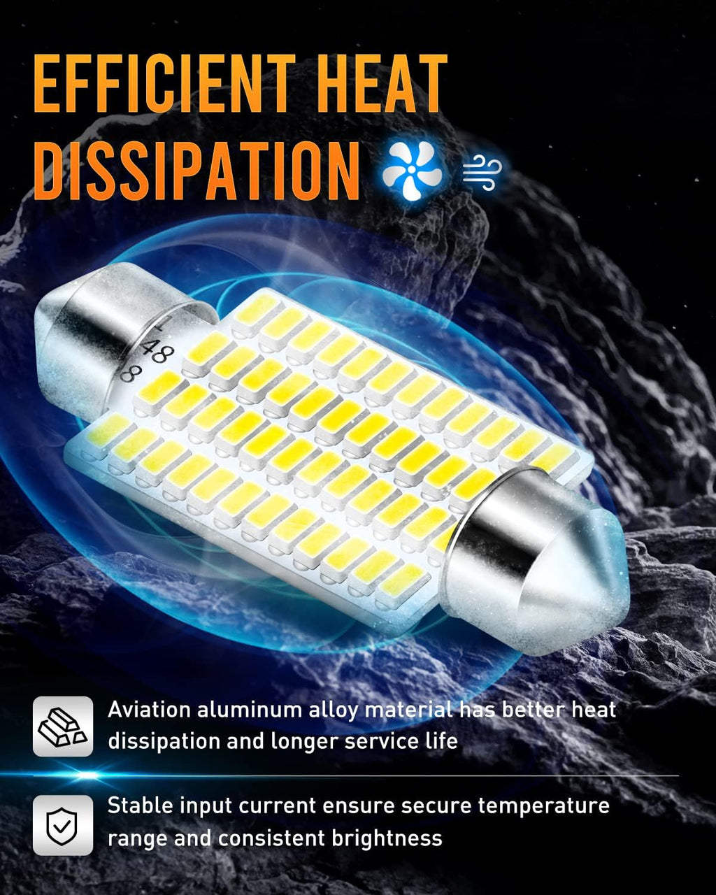 569 578 LED Bulbs Xenon White 570 Lumens Super Bright 3014 48-EX Chipsets 211-2 212-2 LED Bulbs Used for Car Interior Map Dome Lights,Pack of 2