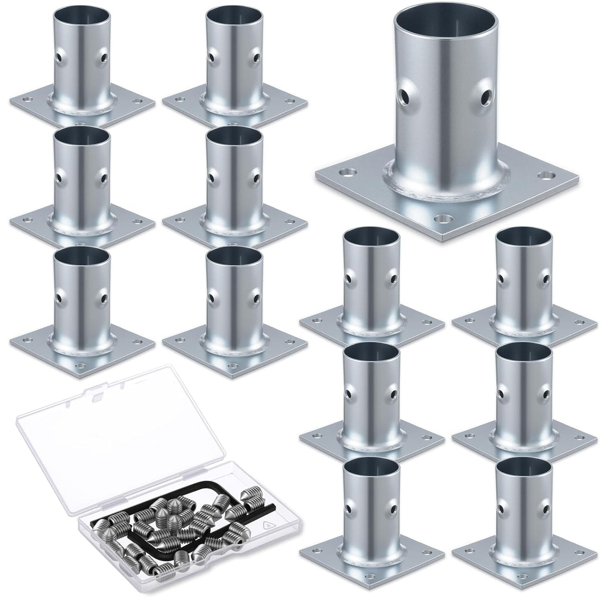 blulu 12 pack galvanized steel flange oblong base, main product view