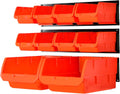Wallmaster Wall Mounted Storage Bins, Wall Storage Bins Parts Rack 10 Bins&3