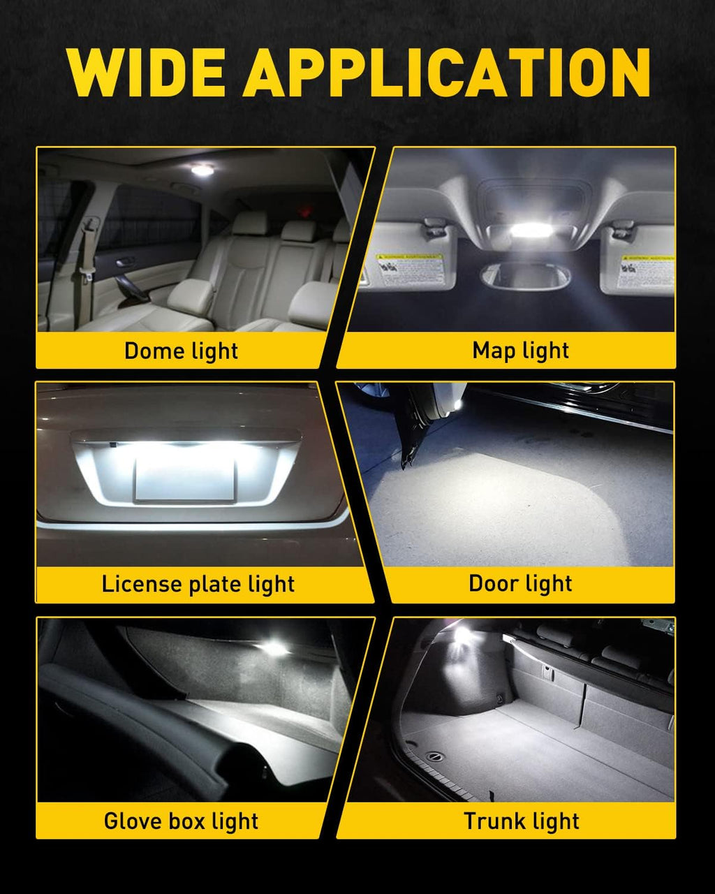 AUXITO 578 LED Bulb 211-2 212-2 Light Bulb 39 41 42MM Interior Lights 6500K White Super Bright 4014 SMD Festoon Error Free for Car Truck LED Dome Map Door License Plate Courtesy Parking Lights, 2 Pack