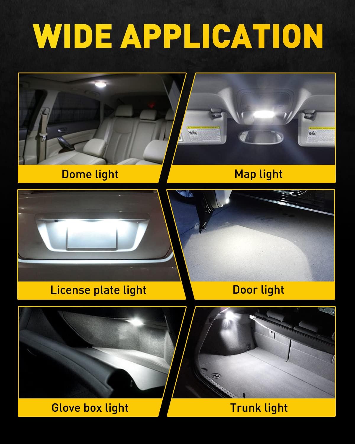 AUXITO 578 LED Bulb 211-2 212-2 Light Bulb 39 41 42MM Interior Lights 6500K White Super Bright 4014 SMD Festoon Error Free for Car Truck LED Dome Map Door License Plate Courtesy Parking Lights, 2 Pack