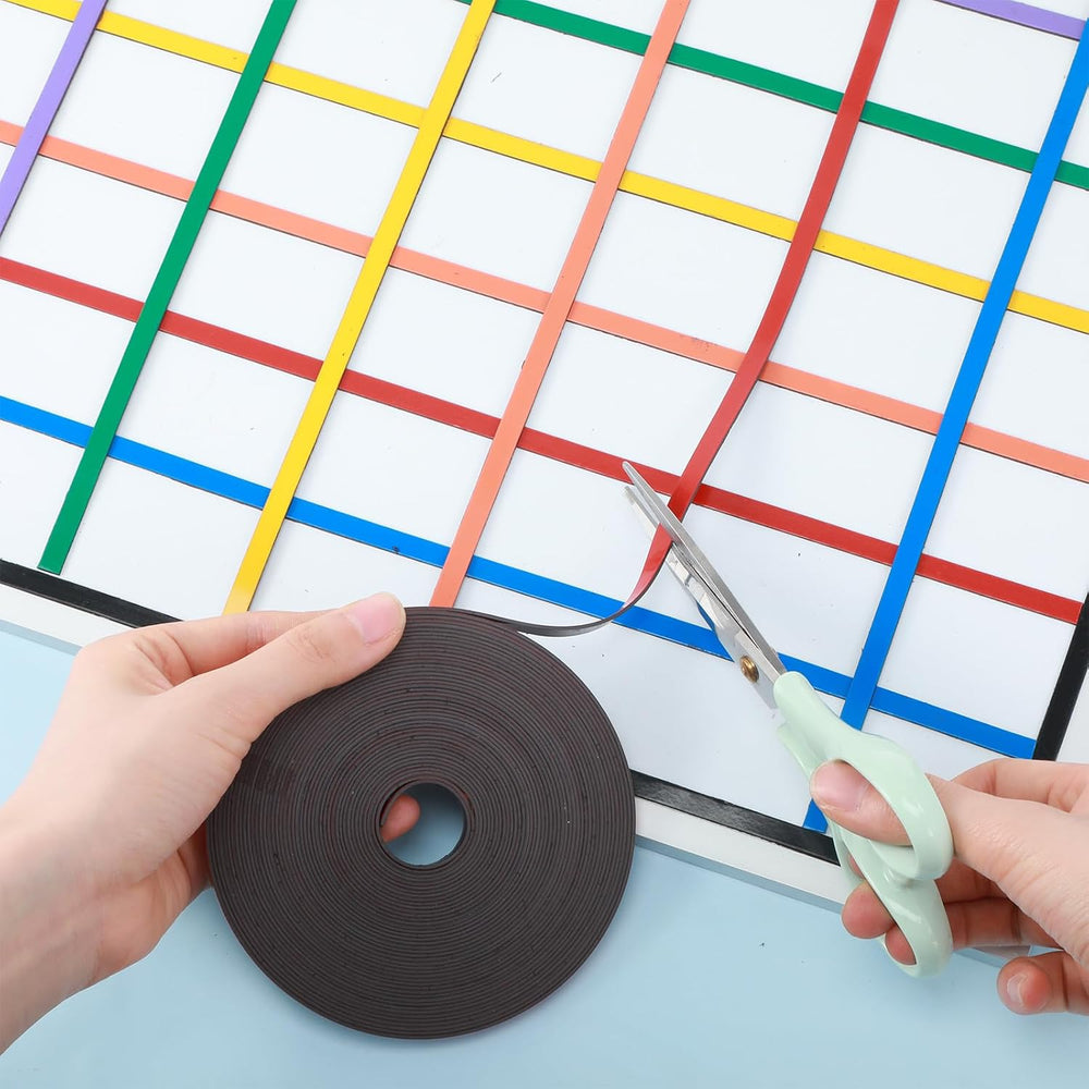 AmazingSpark 12Rolls Thin Magnetic Whiteboard Tape Line, 7 Color, 0.39 Inch