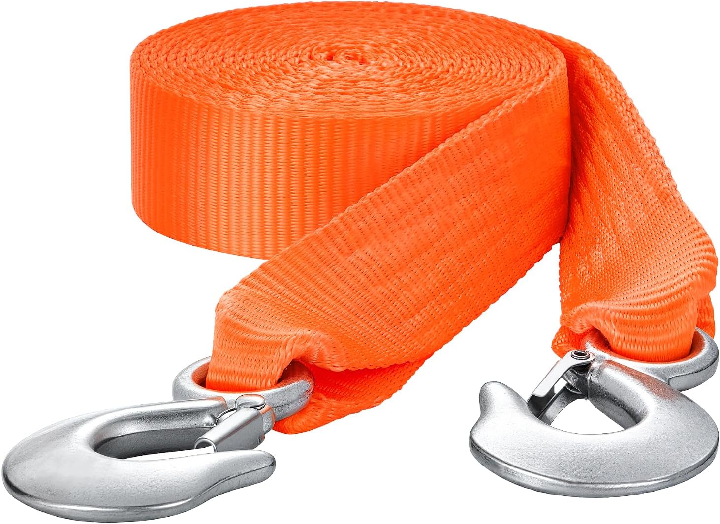 VEVOR ATV Tow Strap with Hooks, 2-inch x 20-Foot, 17000 lbs Capacity, Durable Recovery Rope with Security Hooks for Trucks and Vehicles, Essential Towing Accessory for Roadside Assistance