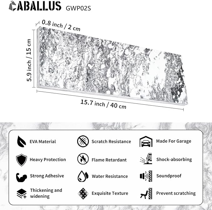 GWP02S Marble Grain Garage Wall Protector Car Door Protectors, Parking Stopper - Image 2