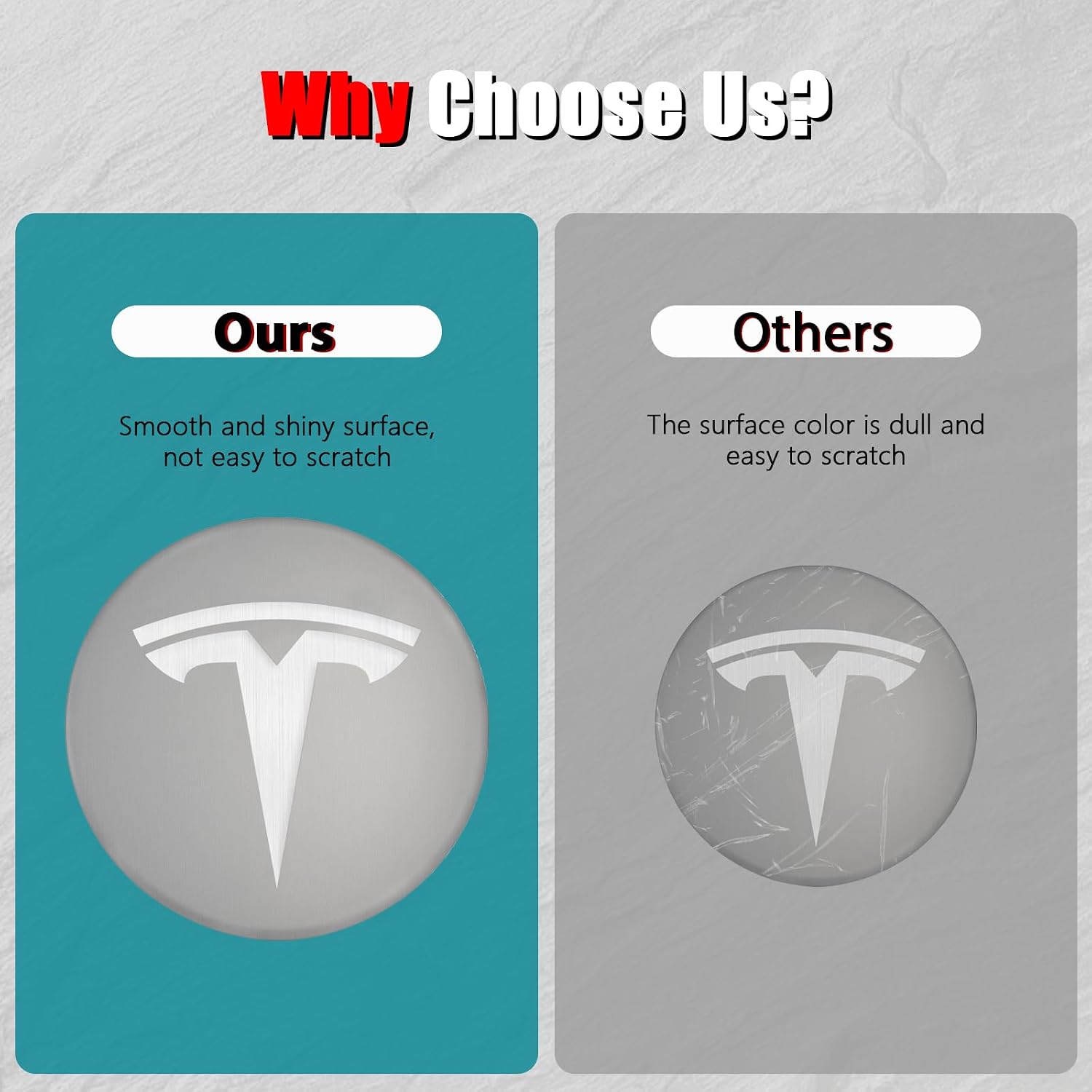 4 PCS Wheel Center Hub Cap Sticker for Model 3 / Model Y, Wheel Rim Cover 2.2” Center Cap Sticker Compatible for Tesla Hubcaps with Logo Emblem,Gray & Silver Wheel Hub Caps Waterproof Adhesive Backing
