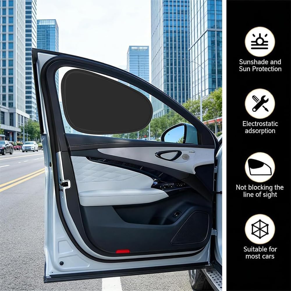 Universal Car Side Window Sun Shades, Car Side Window Sun Shade, UV Protection Heat Blocking, No Adhesive Static Cling, Glare Reduction Privacy Sun Visor (Front Window)