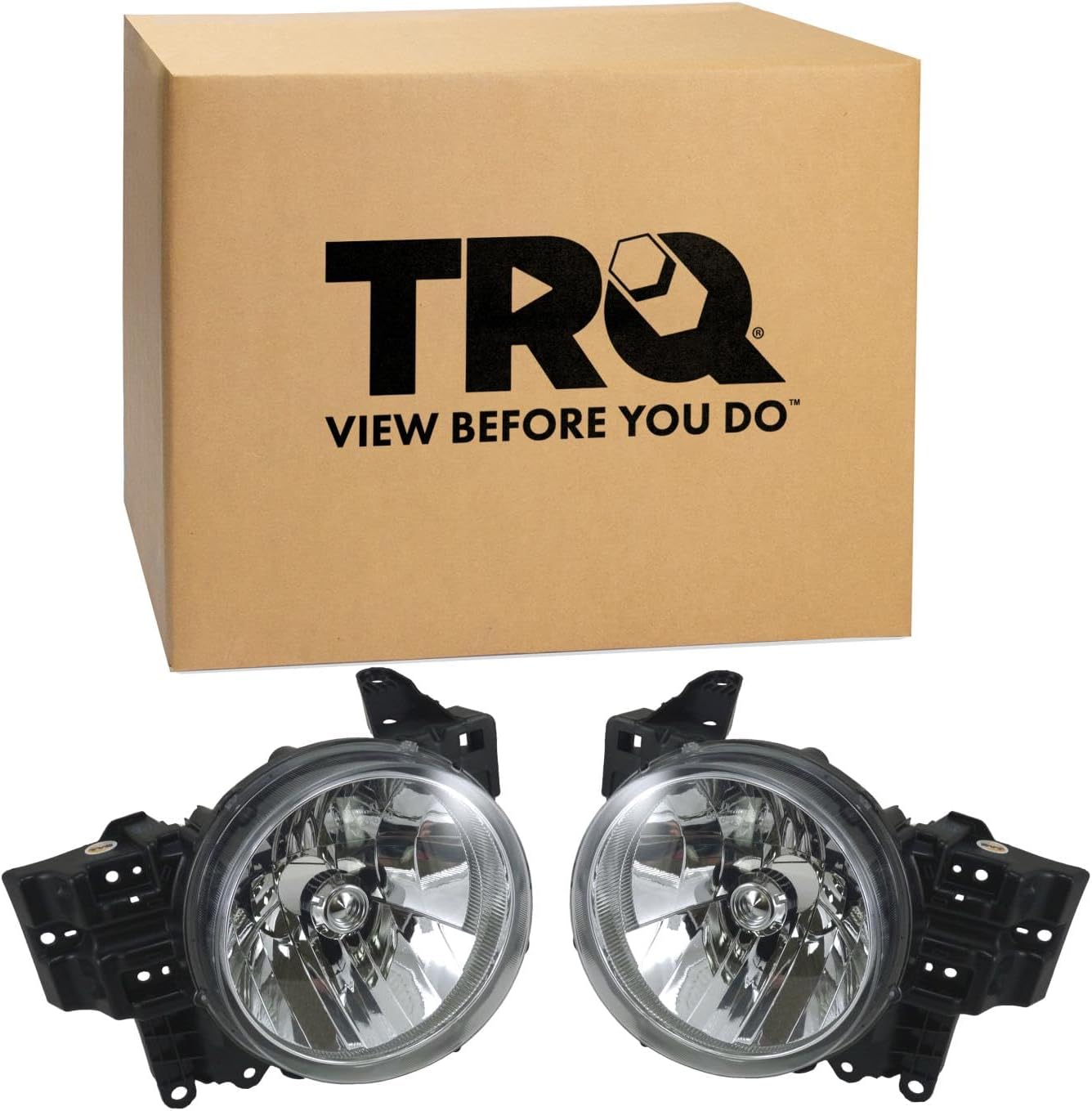 TRQ Driver and Passenger Side Headlight Assembly Set Halogen for 2007-2014 Toyota FJ Cruiser