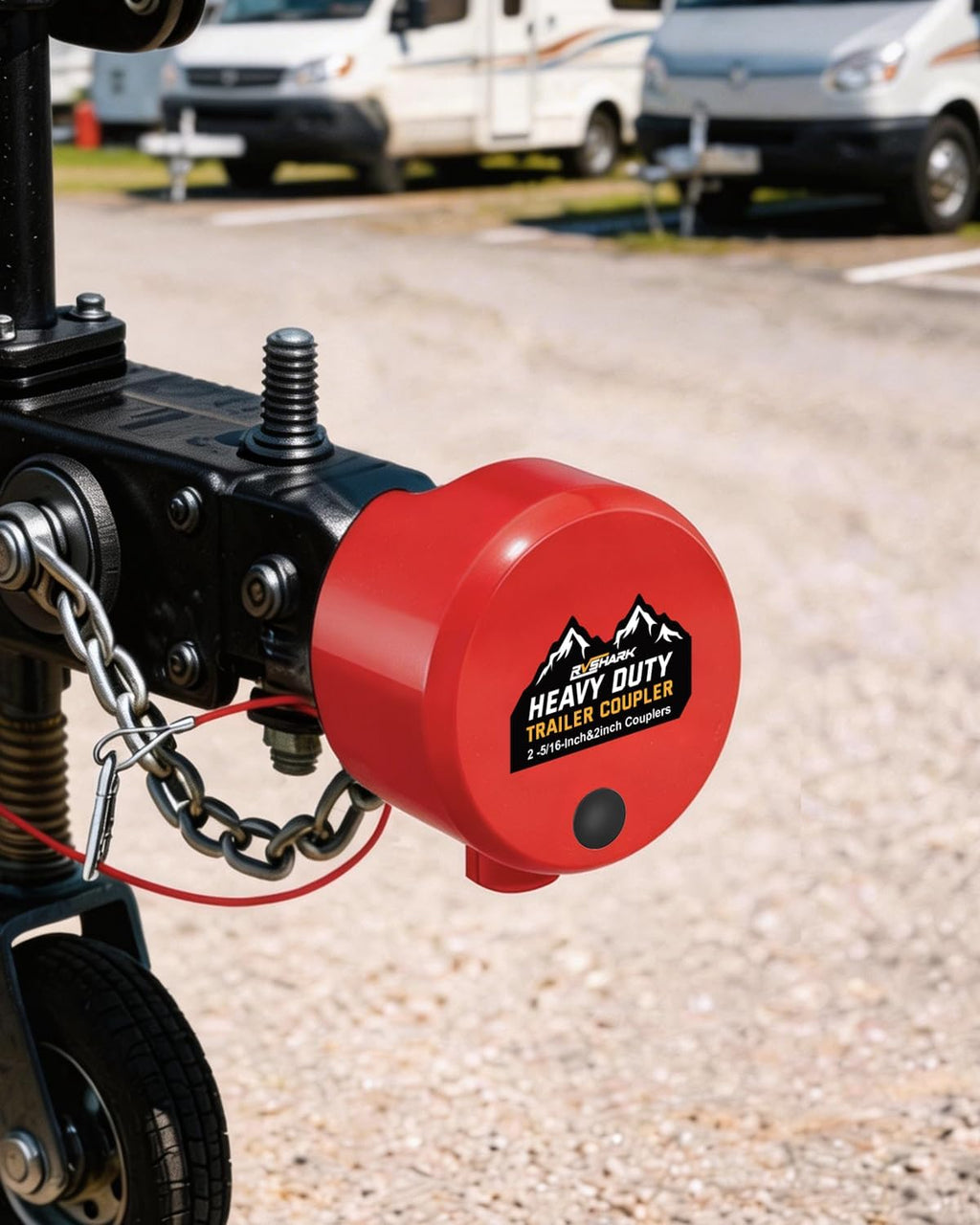 2026 𝑼𝒑𝒅𝒂𝒕𝒆𝒅 Trailer Hitch Locks, Heavy Duty Trailer Coupler Lock Fits 2-5/16"&2" Couplers, Anti-Theft Structural Steel Tongue Lock for RV, Trailer, Boat, Cargo, Camper, Utility–RED