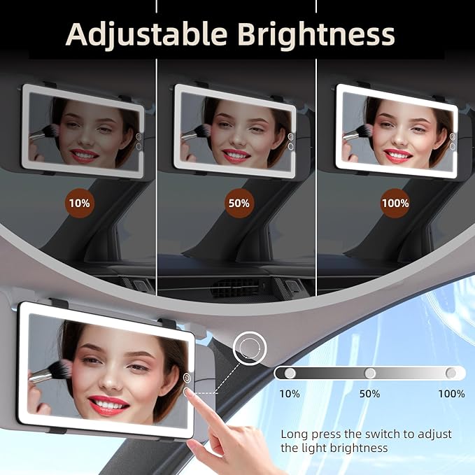 Solar Car Sun Visor Vanity Mirror, Sun Visor Makeup Mirror - Image 4