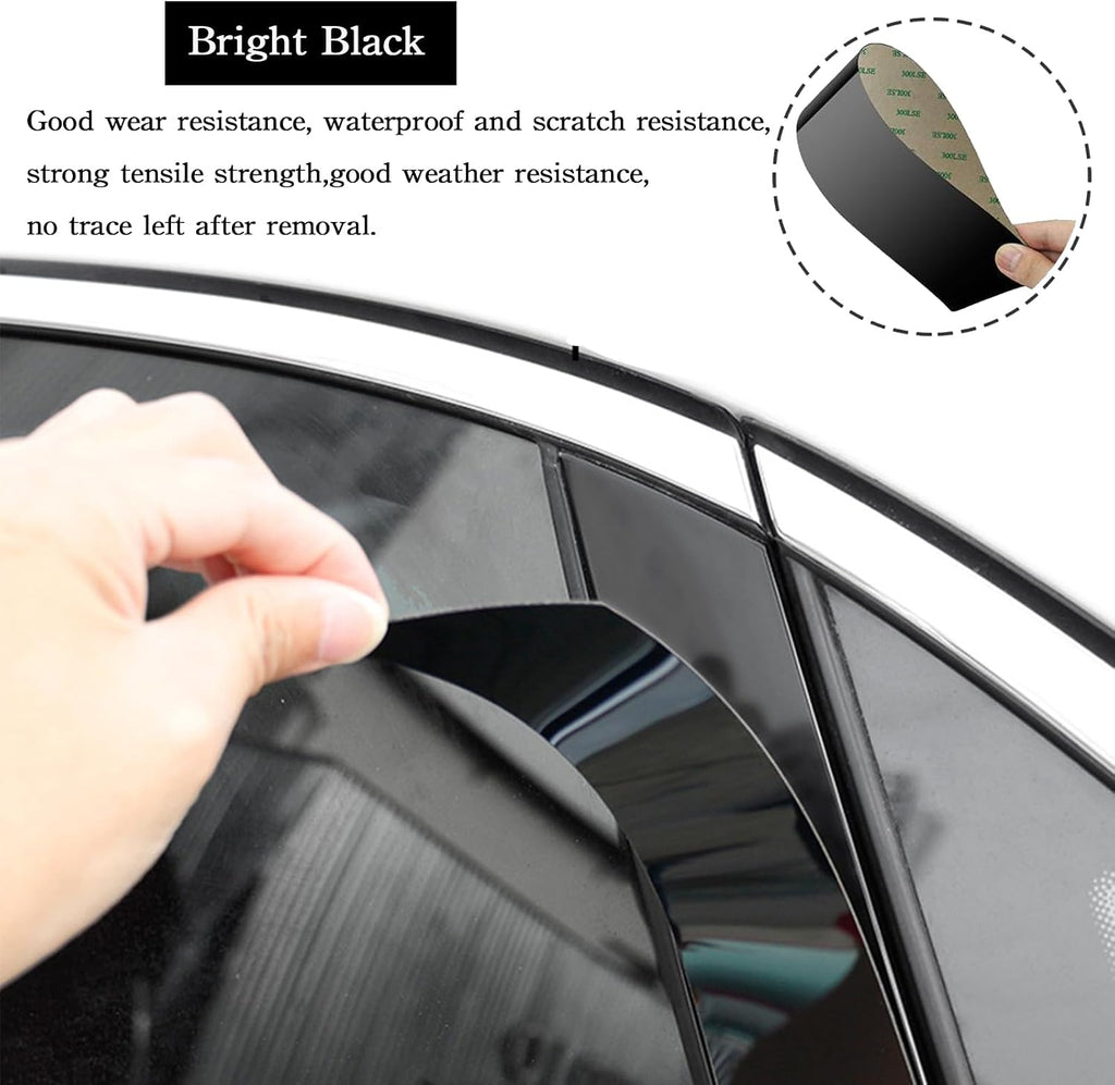 Door and Window Pillar Accessories Fit for Subaru Forester 2013-2018 Car Printed Chrome Door and Window Pillar Trim, PC Material, Scratch Resistant 8 PCS - Bright Black