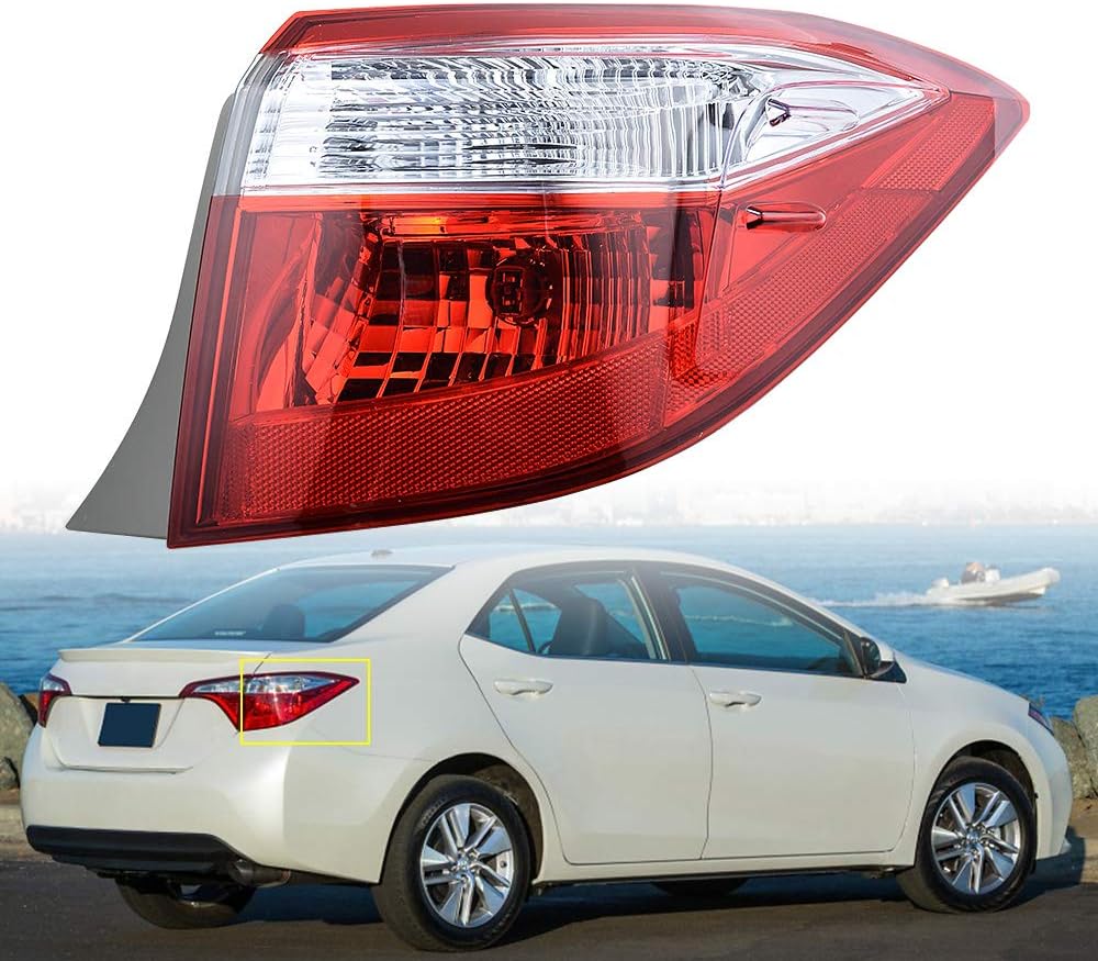 Anzio Compatible with 2014-2016 Corolla Right Passenger Side Rear Tail Light Stop Brake Lamp Cover