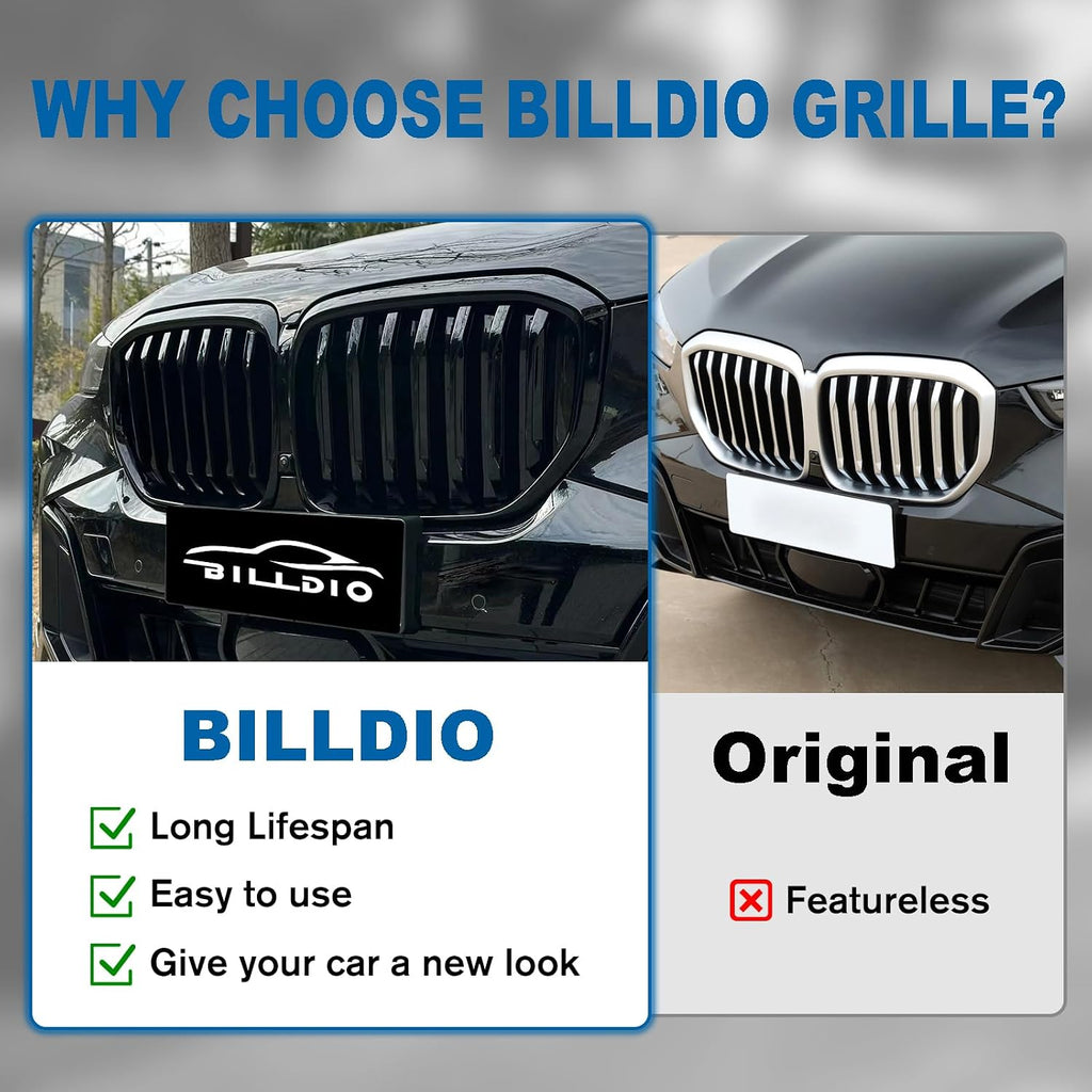 G05 Grill - Black Kidney Grille Compatible With 2024-IN BMW X5 G05 ABS Single Slat Gloss Black Grille