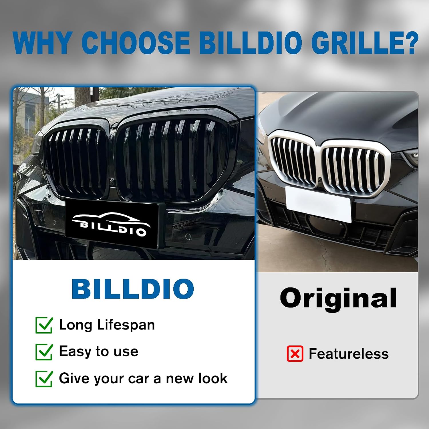 G05 Grill - Black Kidney Grille Compatible With 2024-IN BMW X5 G05 ABS Single Slat Gloss Black Grille