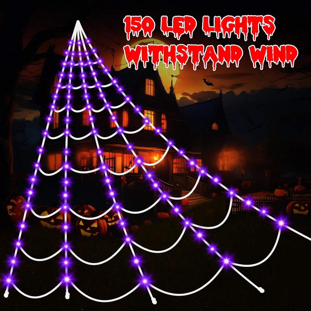 Halloween Decorations Outdoor Spider Web: Giant Light Up Spider Webs Decor