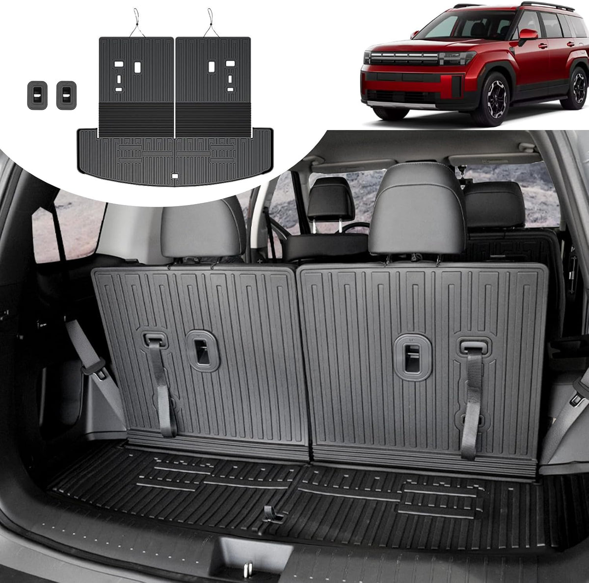 Cargo Mat for 2025 Hyundai Santa FE, All Weather TPE Cargo Mat