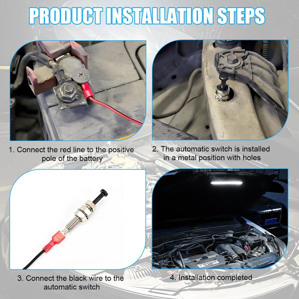 Car Under Hood LED Light Strip, 15Inch 12V 21 SMD 5050 Waterproof Vehicle Engine Bay Lights Bundle Kit with Automatic On/Off, Auto Underhood Work Lamp, Universal for SUV RV Truck