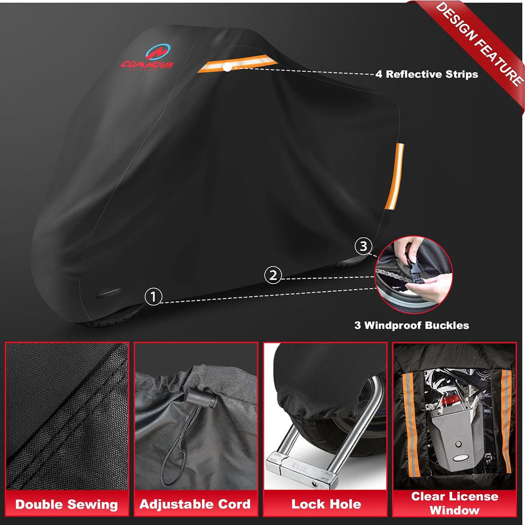 comnova motorcycle cover 91 inch - 600d outdoor, side view