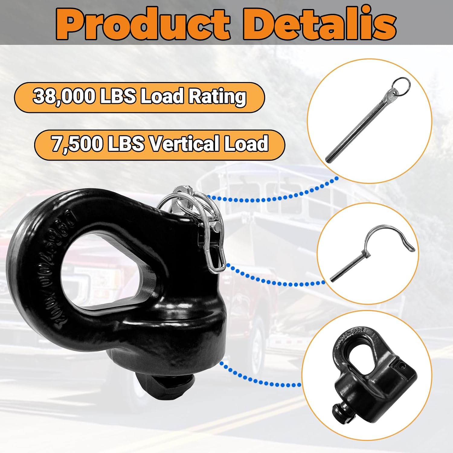 60691 Puck System Gooseneck Hitch Safety Chain Anchors, for 2013-2026 Ford F250 F350 F450, 2016-2026 Chevrolet Silverado, GMC Sierra & 2016-2024 Nissan Titan XD, 38000 lbs GTW, 2 PCS