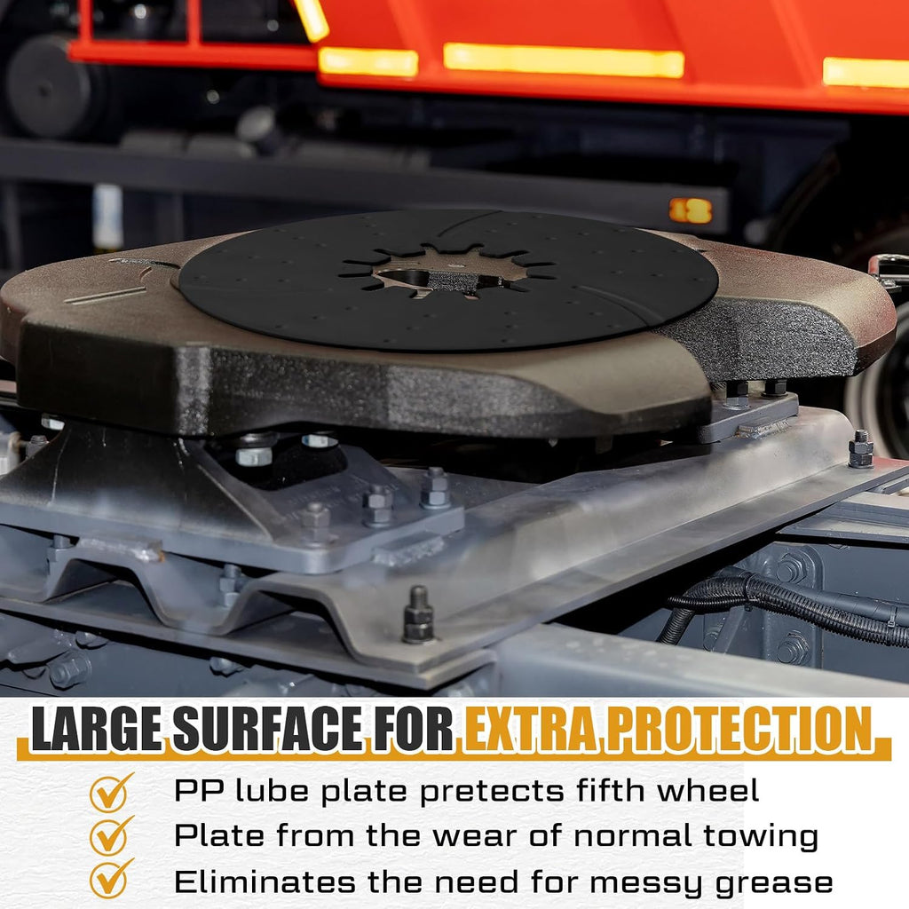 Threlaco 5th Wheel Hitch Lube Plate 10 Inch Rv Camper Trailer Fifth Wheel Plate Disc Accessories for Trailer Safety Kit, 3/16 Inch Thick(Black)