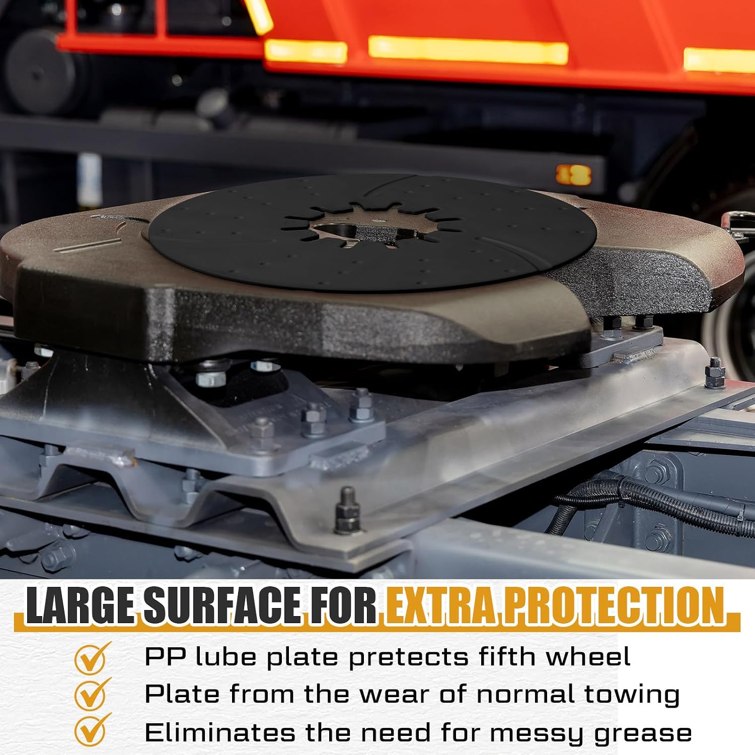 Threlaco 5th Wheel Hitch Lube Plate 10 Inch Rv Camper Trailer Fifth Wheel Plate Disc Accessories for Trailer Safety Kit, 3/16 Inch Thick(Black)