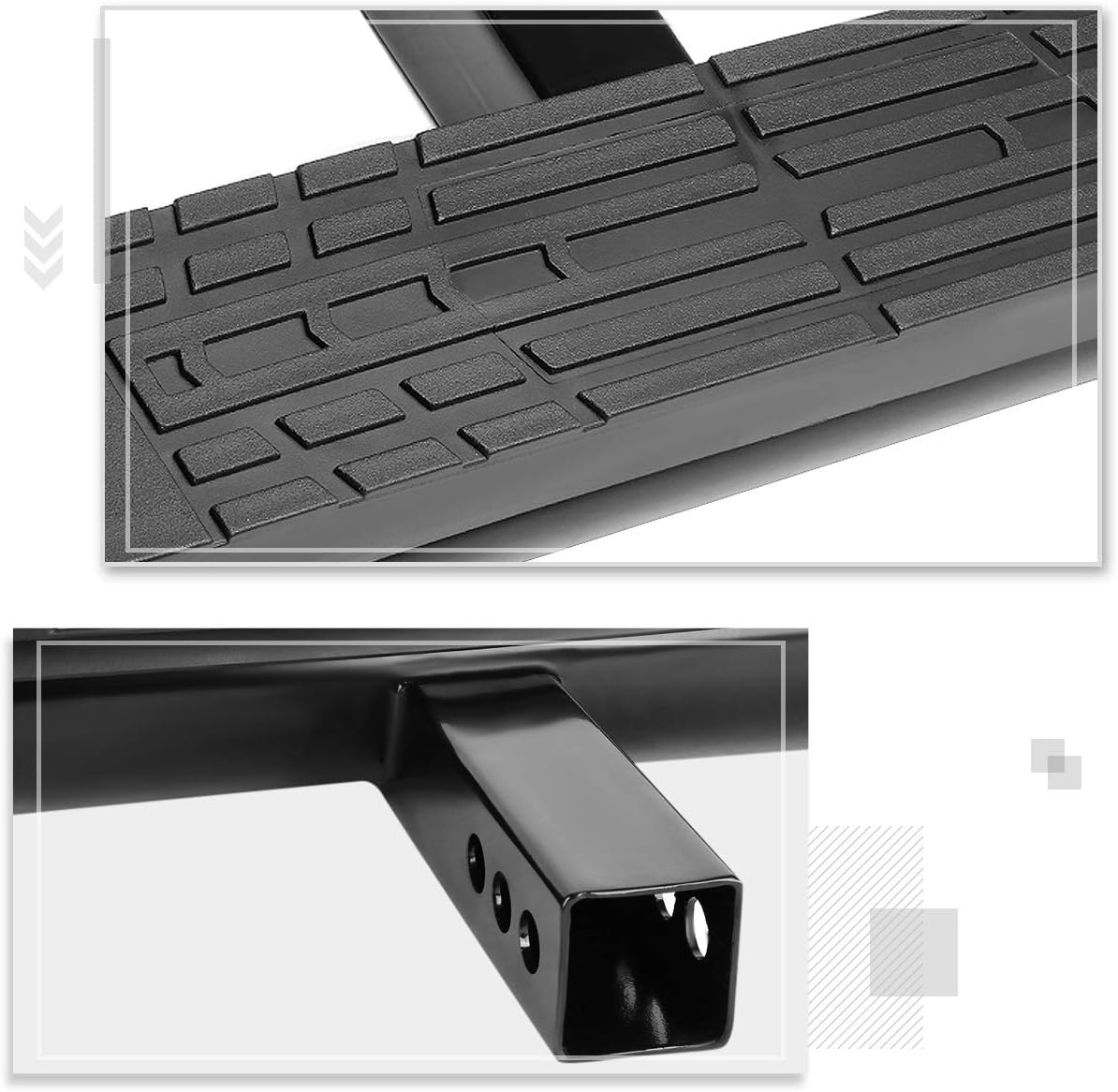 Fits 2" Receiver Universal 37" x 4" Black Steel Oval Curved Hitch Step Rear Bumper Guard for Trailer Pickup Truck