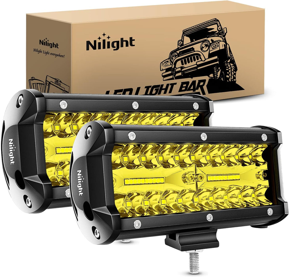 nilight led pods 2pcs 6.5 inch 120w yellow, main product view