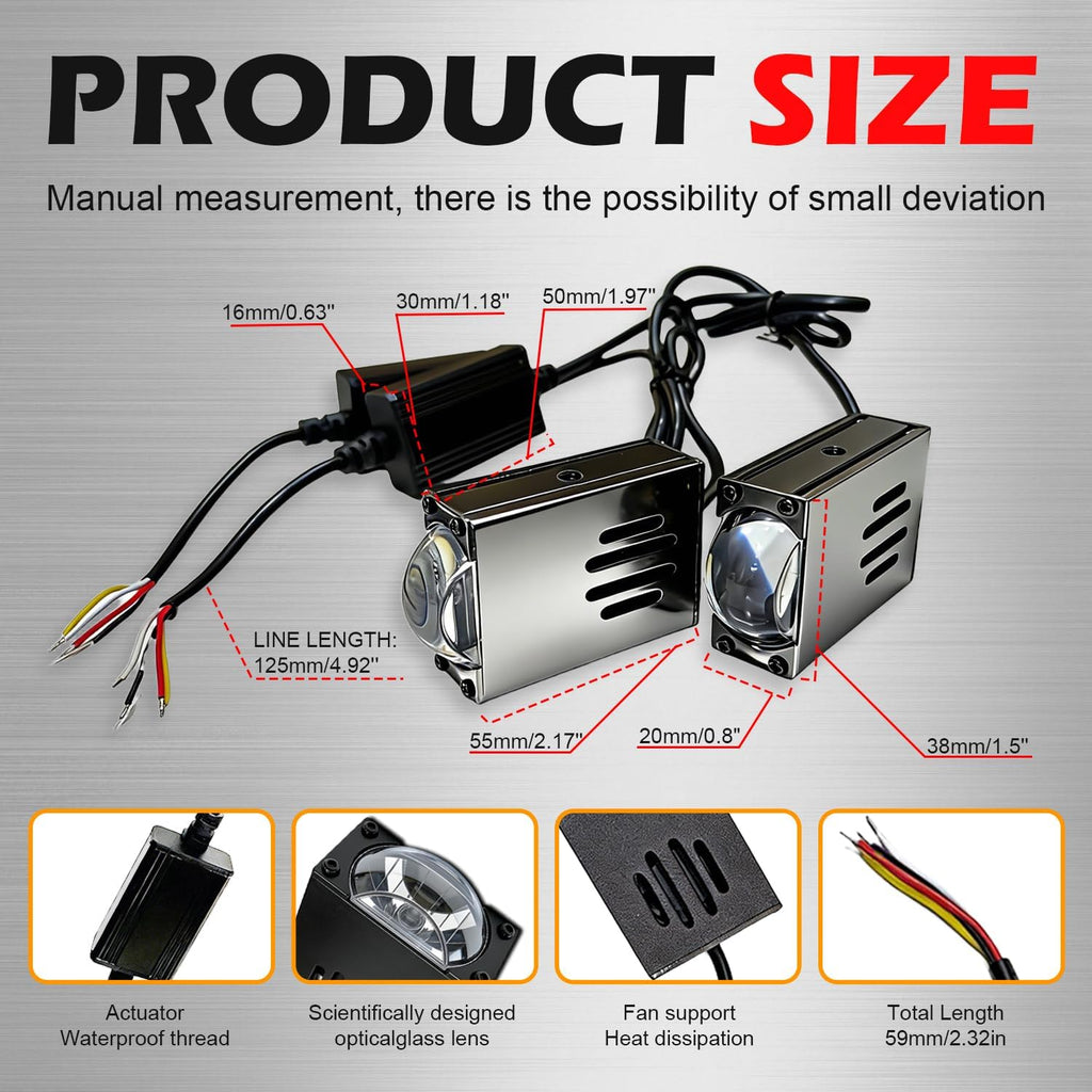 super bright led grille projector lights kit white/yellow on a desk or shelf