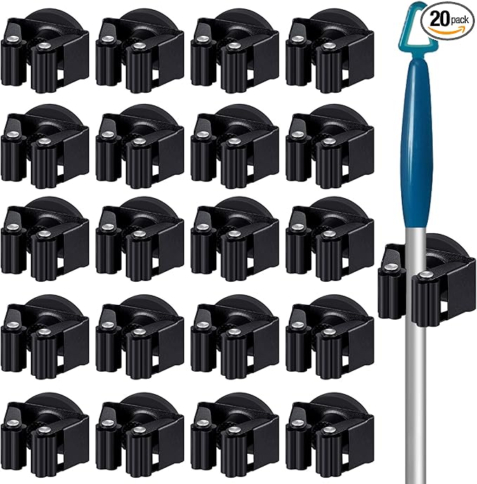 20 Pcs Magnetic Mop Broom Holder Movable Magnetic Broom Holder Rack, Anti Slip by Vercraft