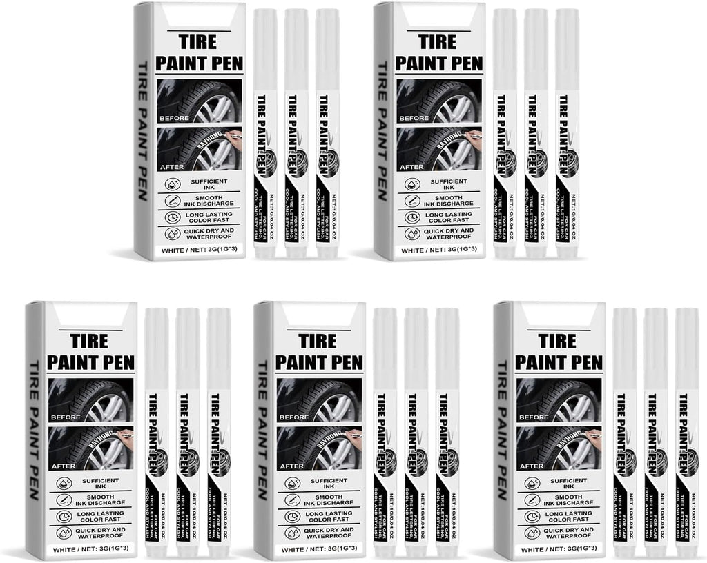 15Pcs White Tire Paint Pen Quick Drying for Car Tire Lettering Water Temperature Car Marker Pen Repair