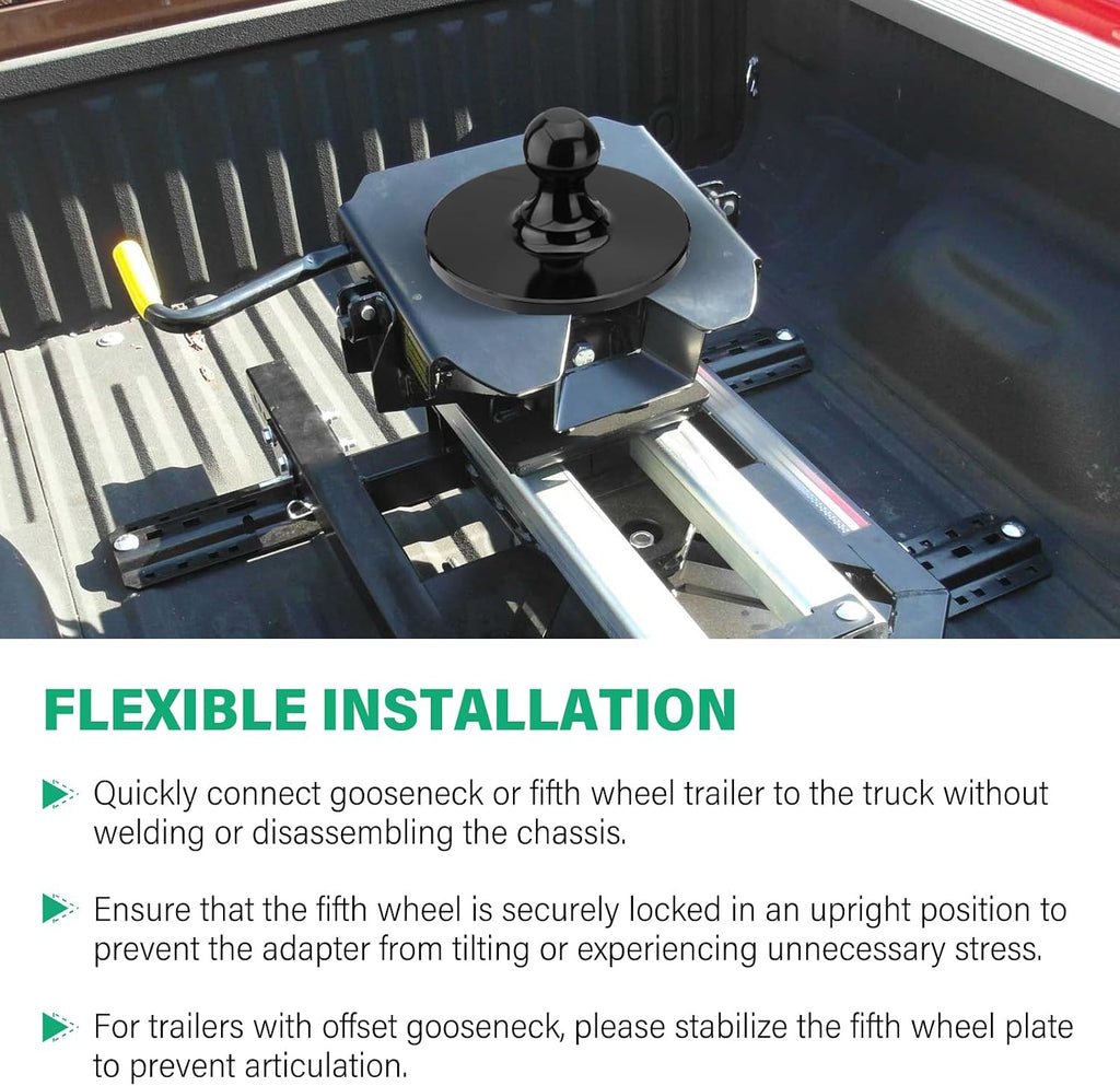 Fifth Wheel Gooseneck Hitch Adapter, Kingpin to 2-5/16'' Gooseneck Ball Adapter for RV Truck Pickup Trailer, 30000lbs Max Load Capacity