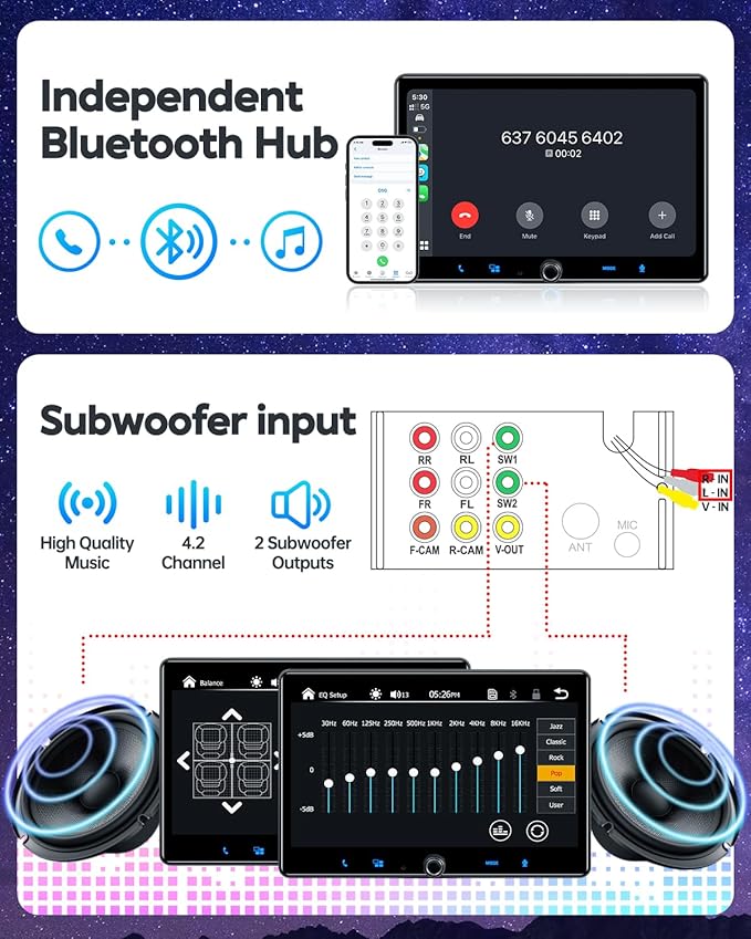 PLZ Single Din Car Stereo Wireless Apple Carplay Android Auto Radio, 10.1" Car - Image 4