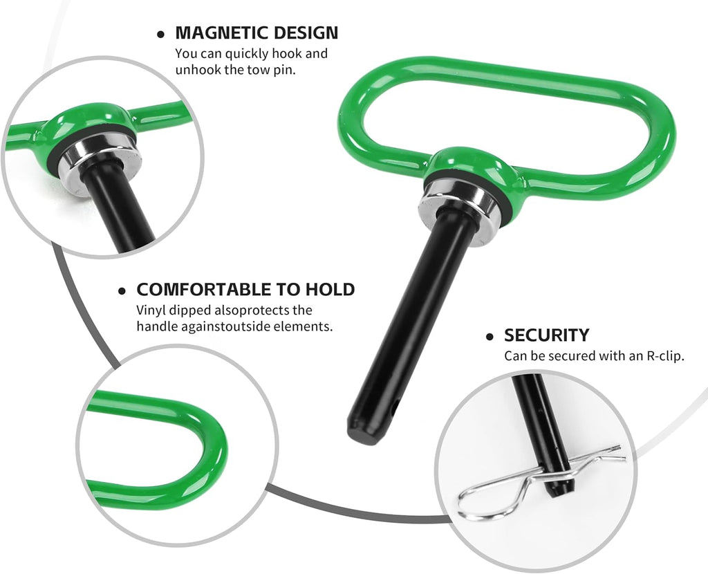 MaxxHaul 50877 Magnetic Hitch Pin 1/2" Lawn Mower Trailer Hitch Pin, Magnet Trailer Gate Pin for Simple One Handed Hook On & Off - Securely Hitch Lawn & Tow Behind Attachment