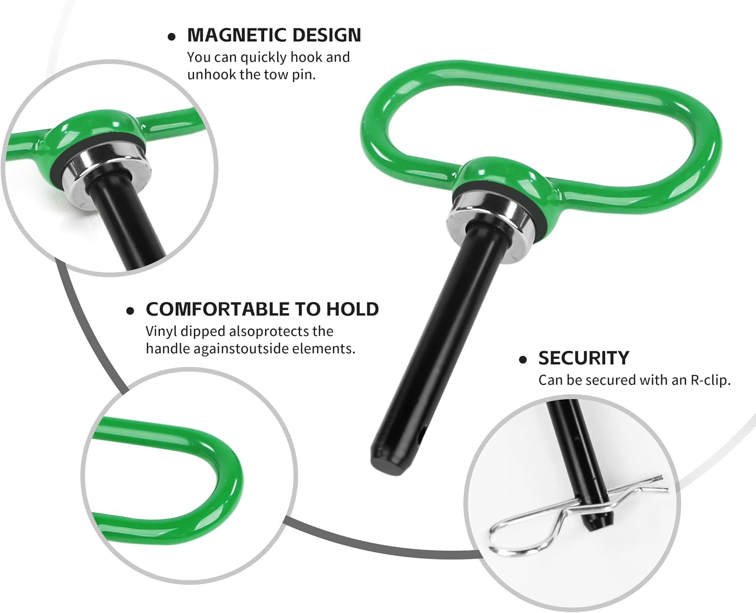 MaxxHaul 50877 Magnetic Hitch Pin 1/2" Lawn Mower Trailer Hitch Pin, Magnet Trailer Gate Pin for Simple One Handed Hook On & Off - Securely Hitch Lawn & Tow Behind Attachment