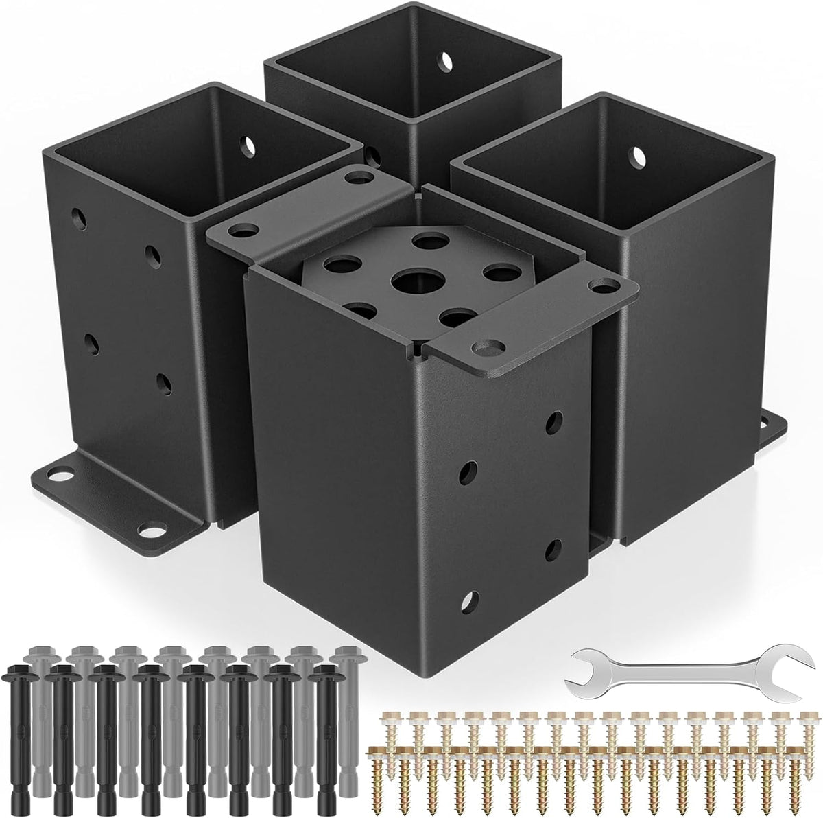 metal 4x4 post base, inner size 3.5"x3.5" post, main product view