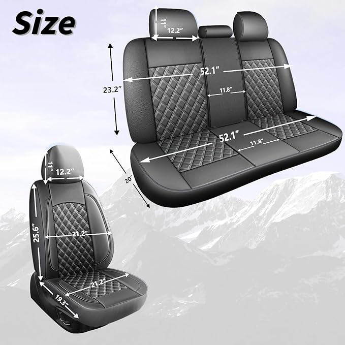 Car Seat Covers Full Set, Breathable and Waterproof Napa Leather Car Seat Cover - Image 4