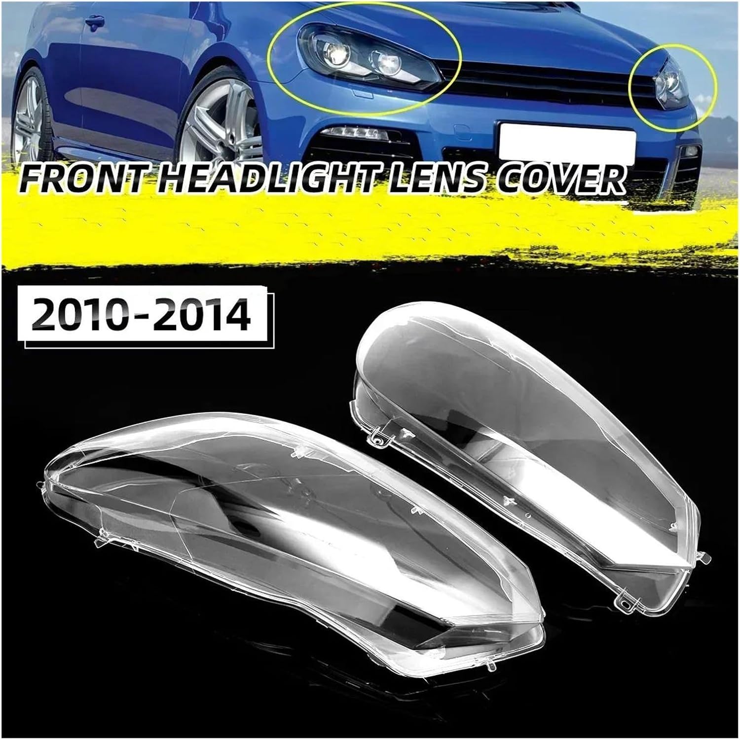 Headlight Cover Replacement For Vw For Golf 6 Mk6 For Gti R 2010-2014 Headlamp Cover Car Front Head Light Lamp Transparent Lampshade Headlight Shell Lens Mask (Pair)