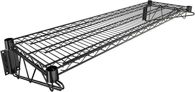 14" x 48" Black Epoxy Wire Wall Mount Shelf by Krollen+Industrial