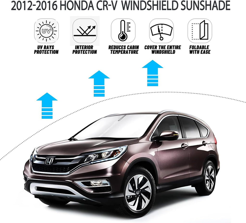 D-Lumina Windshield Sun Shade for Honda CR-V 2012-2016 CRV Accessories, Front Window Sunshade Sun Visor Protector Block UV Rays Heat, Foldable 2 Layers 210T Material