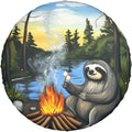 Sloth Toasting Marshmallows Universal Spare Tire Cover,15 Inch,Waterproof Polyester Wheel Protector Funny Cute Tire Covers for Rv Suvs Trucks Travel Trailers Outdoor,Easy Install