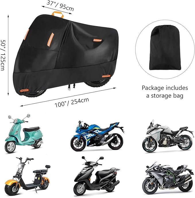 Seceles 300D Motorcycle Cover Waterproof Outdoor, All Season Protection - Image 7