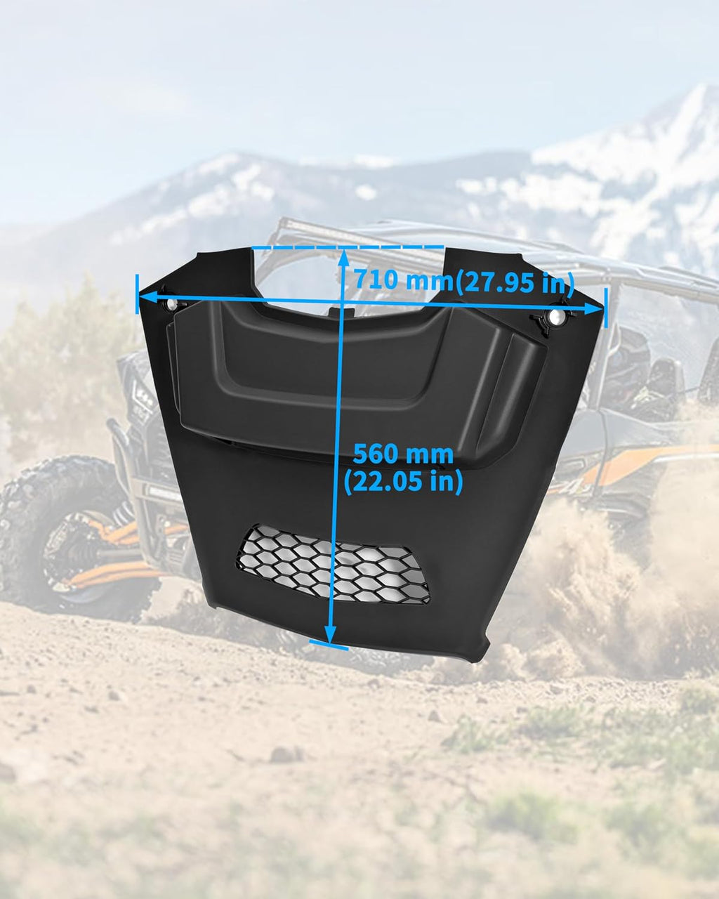 Sport Hood Scoop with Mesh Grille for Kawasaki Teryx KRX KRX4 1000 2020-2025 Accessories, Black Durable Hood Cover with Vented Mesh Grille Air Flow Intake Kit