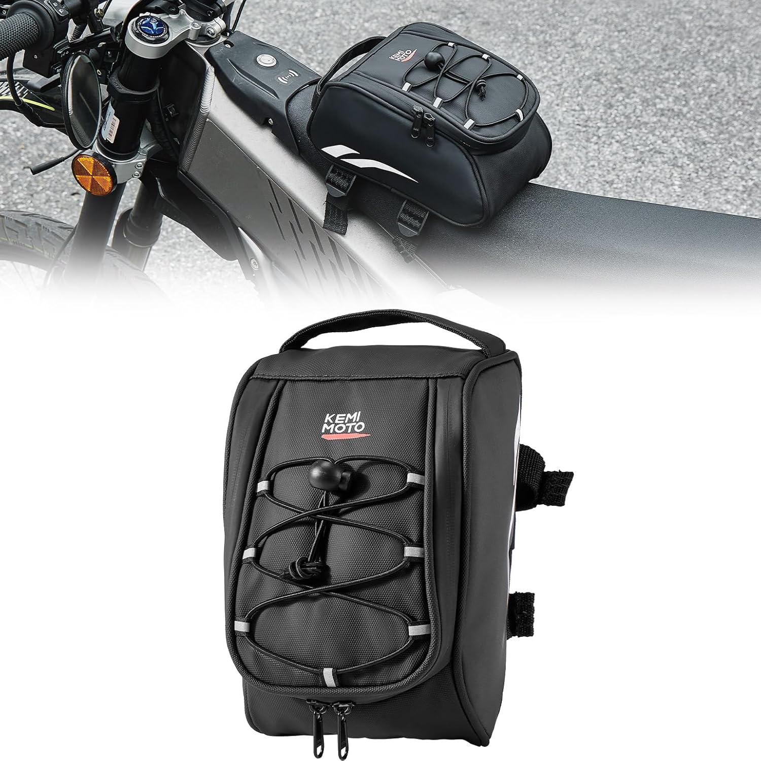 KEMIMOTO Dirt Bike Frame Bag, Waterproof Front Battery Bag Storage Pouch Compatible with Sur-Ron Light Bee X, S X160, X260 Soleil 01 E-Ride Pro SS/S ridstar q20 Talaria E-Bike,Dual Sport 2.5L Silver